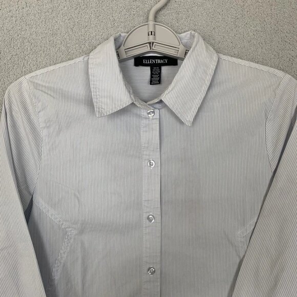 Ms. Ellen Tracy Striped Long-Sleeve Button-Down Shirt - Picture 4 of 8